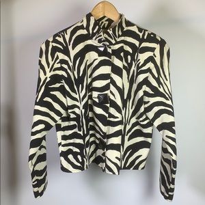 Painted Pony Zebra Striped Shirt Jacket
